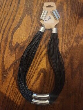 Charming Charlie Black Multi-Strand Necklace with Silver Accents
